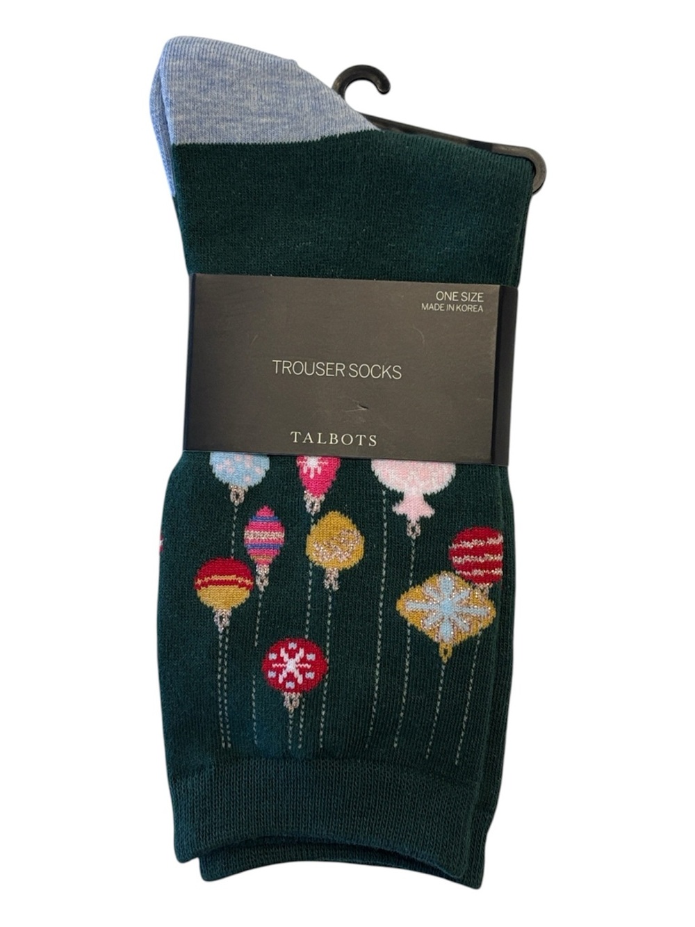 Talbolts Women's Green Christmas Ornament Trouser Socks